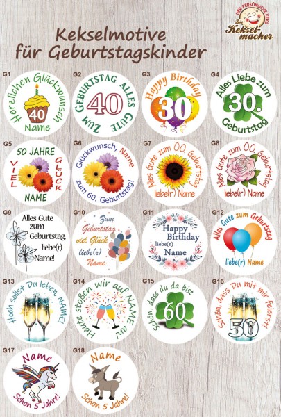 zum Geburtstag - Kekse mit Motiv-Vorlage - bis 600 Stück