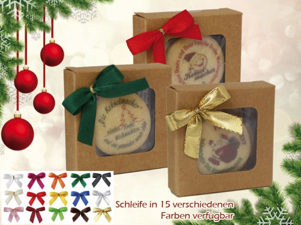 Fensterschachtel mit Schleife mit 4 Keksen