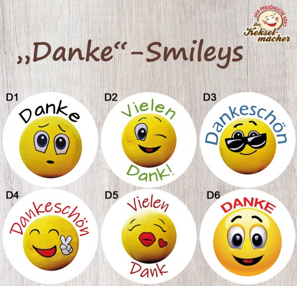Kekse mit Motiv-Vorlage - Smileys / Danke-Smileys